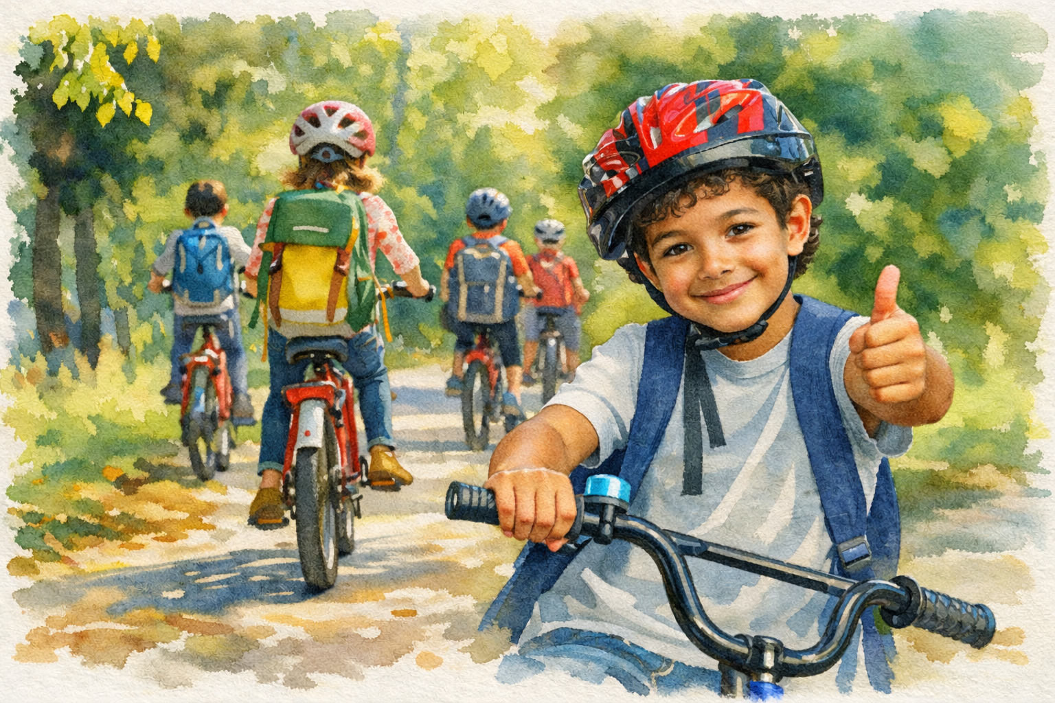 Diverse children giving thumbs up for Davis schools